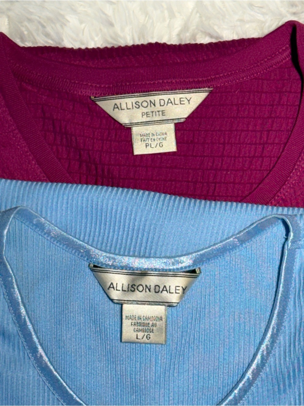 Allison Daley Sleeveless Tops Bundle Lot of 2 Blue Magenta Size L / PL - Picture 9 of 10
